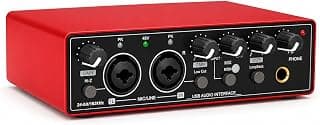 T02 USB External Sound Card Studio Audio Mixer – Professional USB Audio Interface with Dual XLR Inputs, 48V Phantom Power for Live Streaming, Podcasting, Recording & Music Production