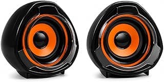 USB computer speakers with 3W x 2 stereo sound and 3D effect, built-in volume control, compact and stylish design, and instant, software-free operation. Model CS1