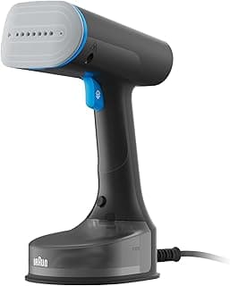 مكواة بخار عمودية QuickStyle 5 GS5031BL، قاعدة مزدوجة FreeGlide 3D، تسخين سريع، بخار 22 جم/دقيقة، سعة 150 مل، كابل 2.5 متر، 1200 وات، أسود/أزرق