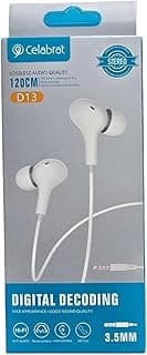 سماعات أذن سلكية بمنفذ 3.5 mm سليبريت D13 صوت ستيريو عالي الدقة Hi-Fi ميكروفون مدمج عالي الوضوح HD وزر تحكم ، متوافق مع سامونج واوبو وريلمي ابيض داخل الاذن