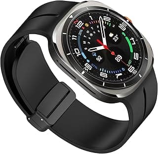 استراب ساعة متوافق مع سامسونج Galaxy Watch Ultra، استراب سيليكون مطاطي ناعم مقاوم للماء وتصميم مشبك مغناطيسي قابل للطي لساعة Galaxy Watch 7 Ultra 47mm (2024)