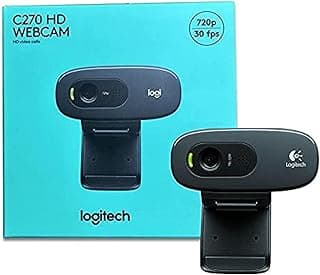 كاميرا ويب عالية الدقة HD C270 من لوجيتك| 720 بيكسل/ 30 اطار في الثانية | ميكروفون مدمج للحد من الضوضاء | تصحيح الضوء التلقائي | لسكايب، فيس تايم، هانج اوت، ويب اكس، الكمبيوتر، ماك بوك واجهزة التابلت