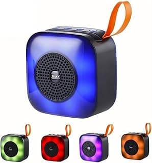 سماعة صب بلوتوث مع حامل موبايل – صب ووفر لاسلكي محمول باضاءة RGB LED مع مدخل AUX وبطارية قابلة للشحن للموبايلات، التلفزيون، التابلت، والكمبيوتر (متعددة الالوان)