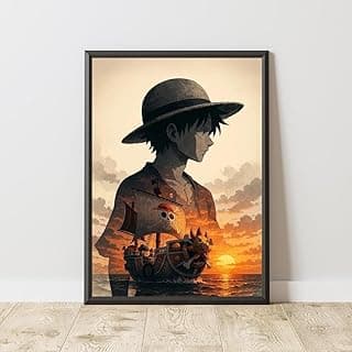 ملصق خشبي من نايا بتصميم أنيمي عتيق - شخصية لوفي - 60 × 40 سم