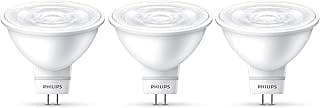 لمبة سبوت LED من فيليبس MR16، قاعدة GU5.3، 4.5 وات، مع سوكيت أمان، 350 لومن (دافئ، 3000K، 3 قطع)