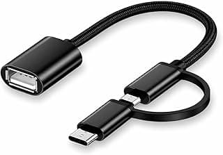 كابل 2 في 1 USB Type-C و Micro USB الى USB انثى، نقل بيانات عالي السرعة، متوافق مع اجهزة اندرويد، اسود
