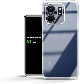 For Infinix Hot 50i HD Transparent Tpu Silicone Back Cover, Anti Yellowing And High Protective From Shocks, Compatible with Infinix Hot 50i (6.7") (Transparent)
