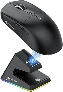 ATTACK SHARK X6 SUPERLIGHT 49g Mouse with Magnetic Charging Dock, PixArt PAW3395 Gaming Sensor, BT/2.4G Wireless/Wired Gaming Mouse, 26000 DPI, HUANO Switch, for Win11/Xbox/Mac(Black)