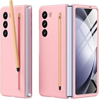 جراب متوافق مع سامسونج جالاكسي Z Fold 6 رفيع، [شامل قلم S Pen] [واقي شاشة زجاجي مدمج] جراب حماية كامل ضد الصدمات - وردي