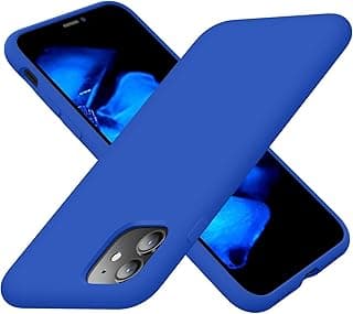 جراب سيليكون لهاتف iPhone 12 و iPhone 12 Pro (6.1 بوصة)، غطاء نحيف مقاوم للصدمات، بطانة مايكروفايبر ناعمة وظهر أكريليك مقاوم للخدش، جراب حماية كامل (كحلي)