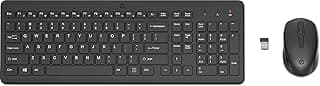 330 Wireless Keyboard and Mouse Combination - (1600 DPI, USB-A Port, LED Indicators, Shortcut Keys, Windows 10), Black, Language: English
