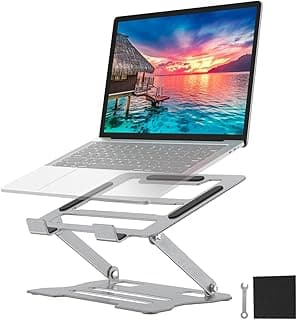 Laptop Stand Laptop Riser Aluminum Folding Laptop Holder for 11-17.3" Laptop Anti-Slip Laptop Riser for MacBook Pro/Air, Surface, Cooling Stand Adjustable Laptop Stand