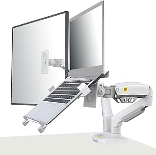 حامل نورث بايو بذراع مزدوج للشاشة واللاب توب مقاس 17-27 بوصة، لون أبيض، Nb F160-FP