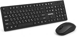 GK100 Wireless Keyboard and Mouse Combo Set in Black Slim Ergonomic Design for Office and Home Use