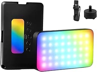 RGB LED Light U1600 Pro, Portable Photography Lighting Panel Full Color, 2700K-9900K Adjustable Temperature, 2000mAh Rechargeable Battery, Phone Clip and Camera Mount for Vlogging