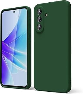 جراب سيليكون متوافق مع سامسونج Galaxy A56، غطاء مطاطي ناعم، مضاد للصدمات، ملمس مطفي وبطانة قماشية داخلية (أخضر غامق)