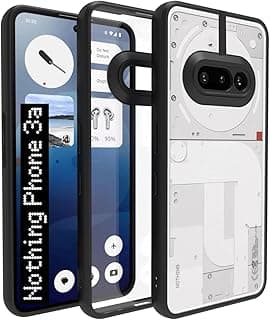 جراب Grabist لهاتف Nothing Phone 3A، شفاف مقاوم للاصفرار، حماية عسكرية ومقاوم للصدمات (إطار أسود)