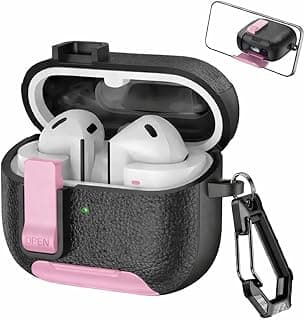 جراب حماية متوافق مع سماعات سامسونج Galaxy Buds 3 Pro/Buds 3 مقاوم للصدمات (قفل آمن) مع ميدالية (وردي وأسود)