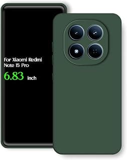 جراب سيليكون خلفي ملون لـ شاومي Redmi Note 15 Pro، حماية للكاميرا من الصدمات، خامة TPU متوافقة مع شاومي Redmi Note 15 Pro (6.83 بوصة) (أخضر غامق)