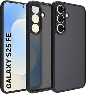 Case For Samsung Galaxy S25 FE, Crystal matte Non-Yellowing, Military Grade Protection, Shockproof Protective Cover with Camera Protection for Samsung s25 fe (matte & black frame)
