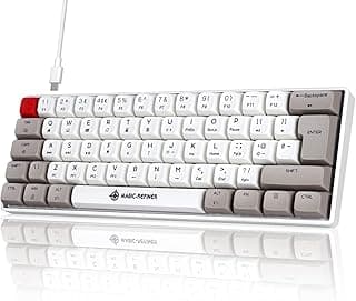 كيبورد ميكانيكي 60%، أغطية مفاتيح PBT، إضاءة RGB خلفية، 61 مفتاح، كيبورد جيمنج مدمج مع سويتشات حمراء للكمبيوتر/ماك