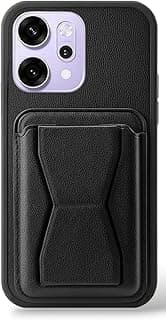 BM1 STORE Leather Case Compatible for OPPO RENO14 5G Shockproof Leather Back Card Storage & case built-in Stand PU leather for a stylish look, comfortable grip (Black)