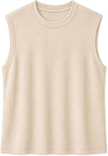 VOID Women's Basic Ribbed Sleeveless Round Neck Top
