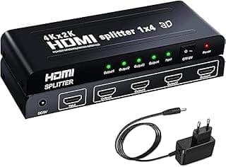 موزع HDMI عام، مدخل واحد لـ 4 مخارج، يدعم 4K UHD وHDCP1.4 و3D و1080P، متوافق مع Xbox وشاشات العرض