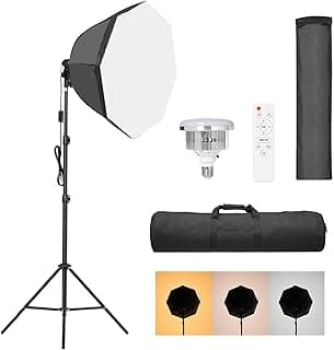 El Madawy Stores Softbox Lighting Kit AL-50 Continuous Photography Lighting Kit with 65cm/25.59in Soft Box, 200W 3000-6500K Bi-Color LED Bulb, Photo Studio Lights Equipment (AL-50A)