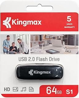 كينج ماكس ذاكرة فلاش USB 2.0 64GB S1، عصا ذاكرة محمولة، نقل بيانات عالي السرعة، تصميم صغير ومتين، مثالي للوثائق والموسيقى والصور والفيديوهات، ضمان 5 سنوات