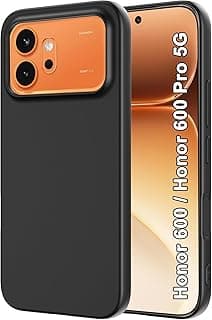 جراب لهاتف Honor 600 5G + قطعة زجاج مقسى، واقي شاشة فائق الوضوح بصلابة 9H، جراب حماية ناعم مضاد للسقوط والأتربة - أسود