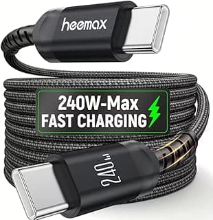 كابل شحن سريع HEEMAX بقدرة 240 وات، طول 0.3 متر (1 قدم) PD3.1 عالي السرعة Type-C إلى Type-C، مناسب لجميع أجهزة USB-C، اللابتوب، التابلت، والموبايلات