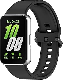 سوار بديل متوافق مع سامسونج Galaxy Fit3 (SM-R390) - سوار ساعة سيليكون ونايلون بديل متوافق مع سامسونج Galaxy Fit3 (SM-R390) (أسود)