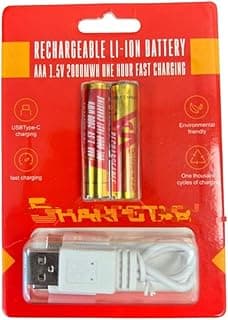 مجموعة من 2 بطاريه 1.5 ڤولت AAA قابلة لإعادة الشحن مع كبل شحن USB نوع Type-C