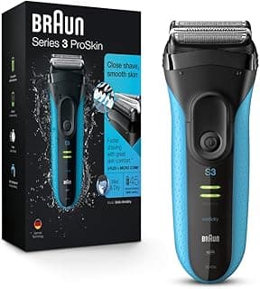 Series 3 Proskin Shave&Style 3-in-1 Electric Shaver, Wet and Dry Razor for Men, Rechargeable and Cordless Shaver, Black/Blue