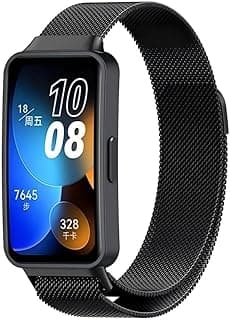 Replacement Strap Compatible with Huawei Band 8/8NFC/Band 9/9NFC/Band 10/10 NFC Bracelet, Magnetic Closure Loop Adjustable Metal Bands for Men and Women