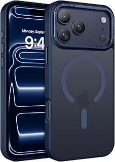 YINLAI Case for iPhone 17 Pro Max 6.9-Inch, Magnetic Case [Compatible with Magsafe] Translucent Matte Supports Wireless Charging Men Women Slim Shockproof Protective Cover, Dark Blue
