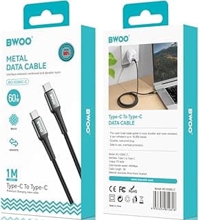 كابل شحن ونقل بيانات Bwoo تايب سي إلى تايب سي مغطى بشبكة بقدرة 60 وات BO-X288C-C طول 3 متر