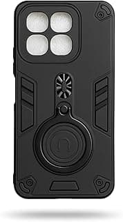 Shockproof Armor Case for ZTE Blade A55, Dual-Layer Heavy Duty Protective Phone Case with 360° Rotating Ring Kickstand, Magnetic Car Mount Compatible, Rugged Anti-Scratch Hard Back Cover (Black)