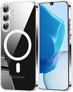 جراب مغناطيسي لهاتف سامسونج Galaxy A55 5G، جراب مغناطيسي شفاف، جراب نحيف للغاية مقاوم للصدمات والخدش مع إطار PC صلب + TPU، شفاف