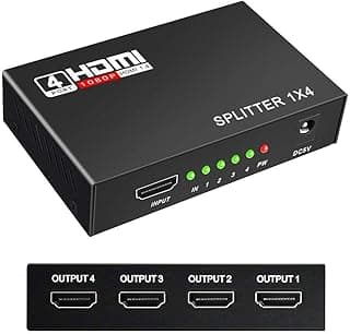 Microware 1x4 HDMI Splitter with 1080p HD Version 1.4