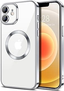 Clear Case for iPhone 11 6.1-Inch with Built-in Camera Lens Protector, Slim Luxury Plating Edge Soft TPU Cover Protective, Transparent Case for Women Girls Men - Silver