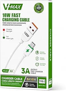 كابل شحن سريع من في-ماكس B21 من USB-A الى نوع سي 18 وات 3 امبير - 1 متر - ابيض واخضر