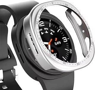 جراب حماية فيكرا لساعة سامسونج Galaxy Watch 8 مقاس 44mm، إطار حماية مفرغ، لون فضي