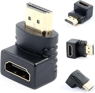 محول HDMI ذكر إلى أنثى 90 درجة مطلي بالذهب kx1746 - أسود