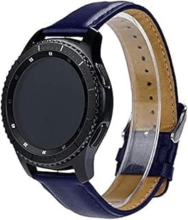 Genuine Handmade Leather Band with Black Buckle for Fossil Watches 22mm Watch Elite Strap - Navy Dark Blue