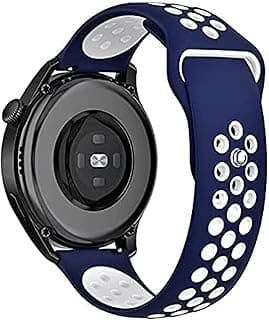 سوار بديل سيليكون ClickAE مقاس 22 مم لهواوي Watch GT3(46mm)/WATCH 3,3 Pro/GT2 Pro، متوافق أيضاً مع سامسونج Gear S3 Frontier & S3 Classic/Galaxy Watch 46mm/Galaxy Watch 3(45mm)(أزرق أبيض)