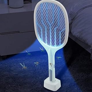 مضرب ناموس كهربائي 2 في 1 جديد قابل للشحن مع كشاف LED