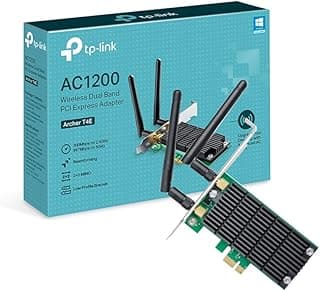 محول بي سي اي اكسبرس لاسلكي بنطاق مزدوج مع هوائيين وبطاقة واجهة شبكة بمنفذ PCIe لسطح المكتب مع دعامة منخفضة الارتفاع ويدعم ويندوز 10/8.1/8/7/اكس بي (32/64 بت) من تي بي لينك ارتشر T4E AC1200
