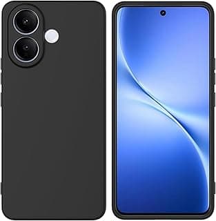 جراب متوافق مع Vivo V60 Lite، غطاء خلفي سيليكون نحيف للغاية مضاد للصدمات، ملمس مطفي ناعم ومقاوم للخدش (أسود)